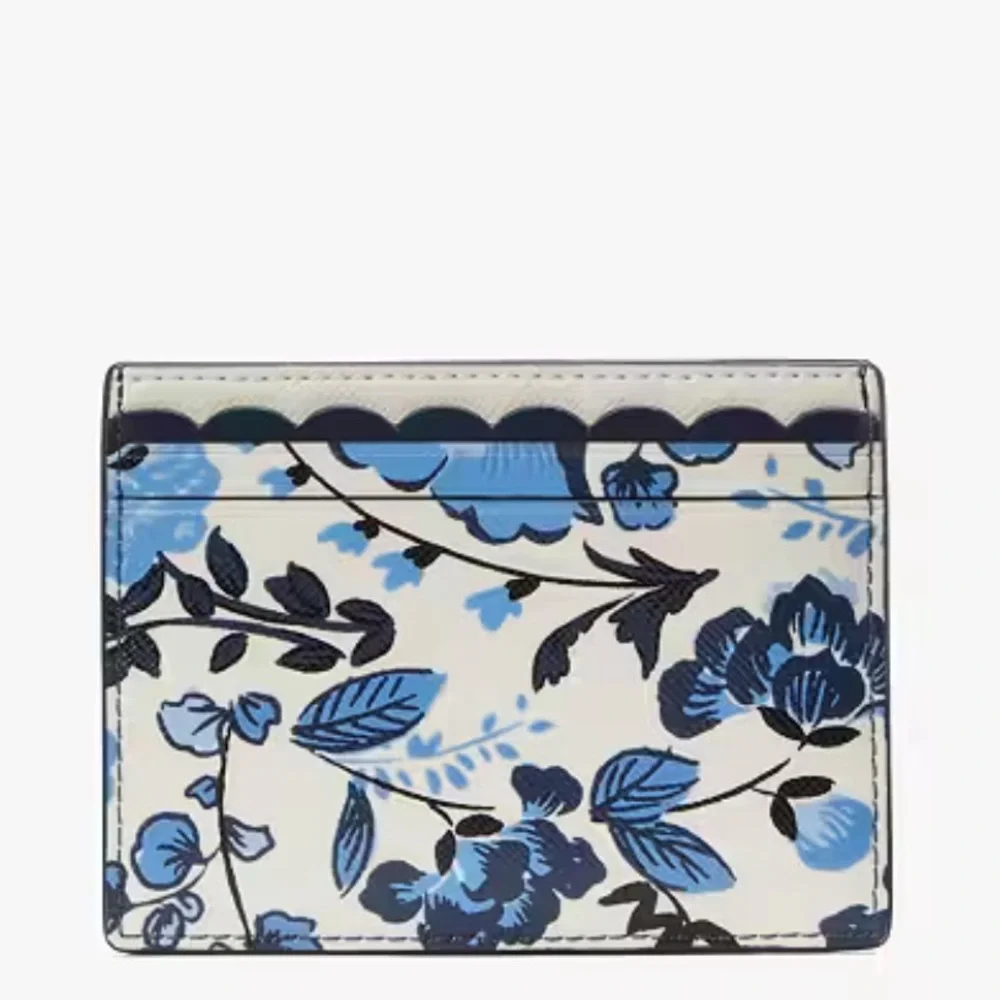 Kate Spade Madison Vase Wallet Floral Small Slim Card Holder Mini Wallet Peacock